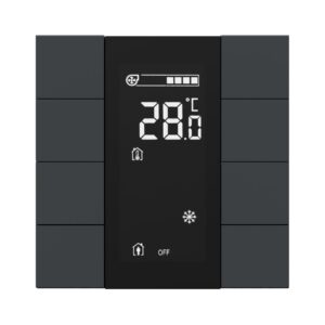 Interra KNX Taster iSwitch+ ohne AQI und mit Display in Matt Anthrazit Kunststoff